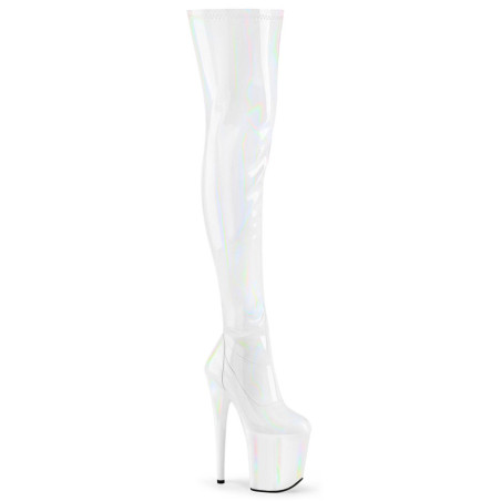 Bianco 20 cm FLAMINGO-3000HWR Ologramma stivali overknee piattaforma exotic pole