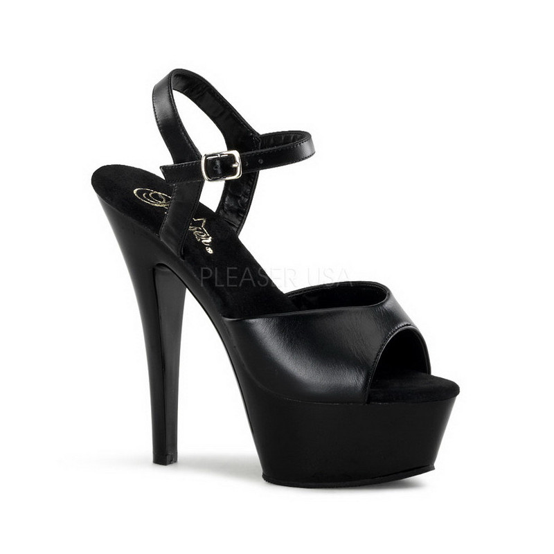 Black Leather 15 cm Pleaser KISS-209 High Heels Platform