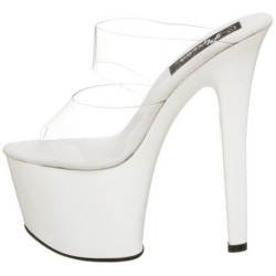 Bianco Trasparente 18 cm SKY-302 Platform Ciabattina Tacchi Alti