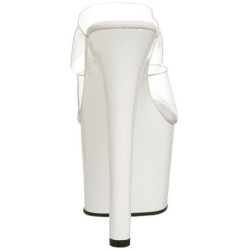 Bianco Trasparente 18 cm SKY-302 Platform Ciabattina Tacchi Alti