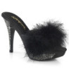 Leatherette 11,5 cm ELEGANT-401F Black mules high heels feathers
