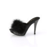 Leatherette 11,5 cm ELEGANT-401F Black mules high heels feathers