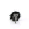 Leatherette 11,5 cm ELEGANT-401F Black mules high heels feathers