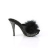 Leatherette 11,5 cm ELEGANT-401F Black mules high heels feathers