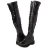 Black Leatherette 5 cm EMILY-375 overknee boots with laces