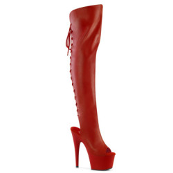Vegan 18 cm ADORE-3019 red high heeled lace up thigh high boots