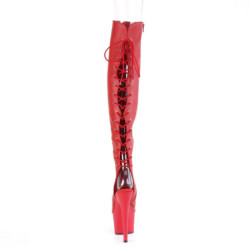 Vegan 18 cm ADORE-3019 red high heeled lace up thigh high boots