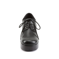 Vegan JAZZ-02 pimp shoes 70s men's disco platform shoes lace-up black