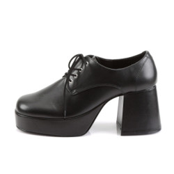 Vegan JAZZ-02 pimp shoes 70s men's disco platform shoes lace-up black