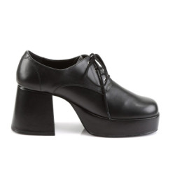 Vegan JAZZ-02 pimp shoes 70s men's disco platform shoes lace-up black
