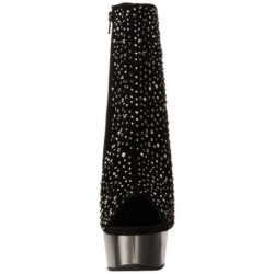 Rhinestone 16 cm Pleaser DELIGHT-1018RS Chrome Platform Ankle Calf Boots