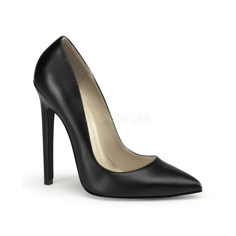 Black Leatherette 13 cm SEXY-20 pointed toe stiletto pumps
