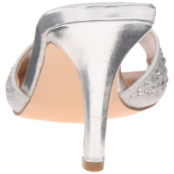 Argento 8,5 cm LUCY-01 scintillare basso ciabatta donna con tacco