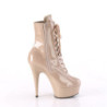Patent 15 cm DELIGHT-1020 Beige lace up high heels ankle boots