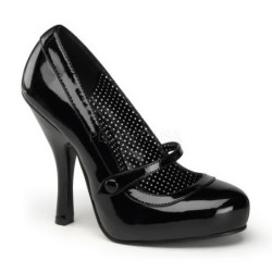 Black Shiny 12 cm vintage mary jane pumps hidden platform