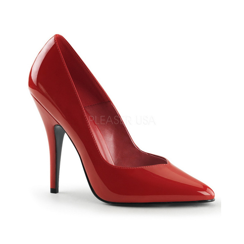Red Shiny 13 cm SEDUCE-420V pointed toe pumps with high heels