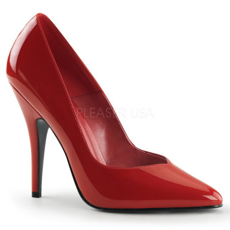 Red Shiny 13 cm SEDUCE-420V pointed toe pumps with high heels