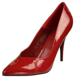 Red Shiny 13 cm SEDUCE-420V pointed toe pumps with high heels
