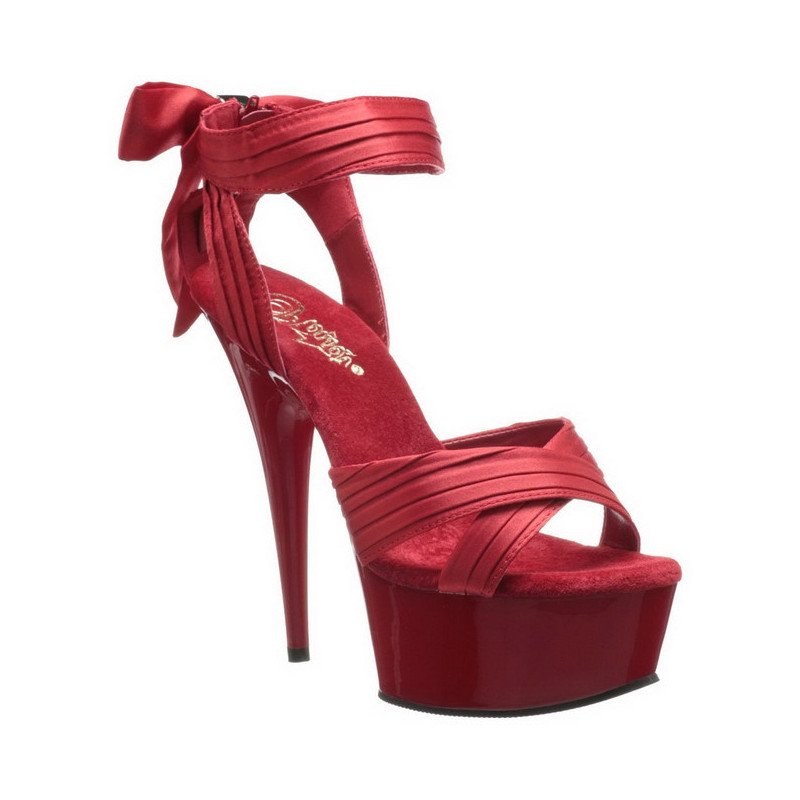 Red Satin 15 cm DELIGHT-668 High Heeled Evening Sandals