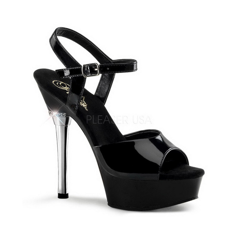 Black Shiny 14 cm ALLURE-609 Platform Stiletto High Heels