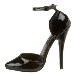 Black Shiny 15 cm DOMINA-402 Pumps with low heels