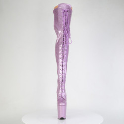 Glitter 20 cm FLAMINGO-3020GP purple thigh high boots with laces high heels