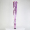 Glitter 20 cm FLAMINGO-3020GP purple thigh high boots with laces high heels