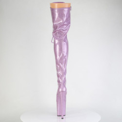 Glitter 20 cm FLAMINGO-3020GP purple thigh high boots with laces high heels