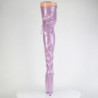 Glitter 20 cm FLAMINGO-3020GP purple thigh high boots with laces high heels