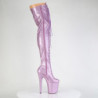 Glitter 20 cm FLAMINGO-3020GP purple thigh high boots with laces high heels