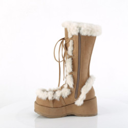 Faux Fur Trim 7 cm CUBBY-311 lolita boots platform in brown