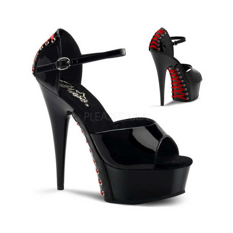 Rosso 15 cm DELIGHT-660FH Corsetto Calzature Tacchi Alti