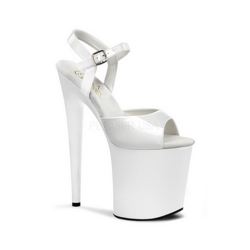 White Shiny 20 cm FLAMINGO-809 High Heels Platform