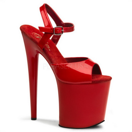 Red Shiny 20 cm FLAMINGO-809 High Heels Platform