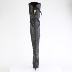 Leatherette 15 cm DELIGHT-3022 Black overknee boots with laces