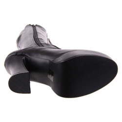 Black platform boots lace up vinyl 13 cm - 70s years abba disco kneeboots