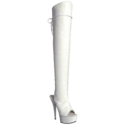 White Leatherette 15 cm DELIGHT-3019 Platform Thigh High Boots