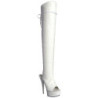 White Leatherette 15 cm DELIGHT-3019 Platform Thigh High Boots
