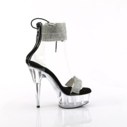 Black 15 cm DELIGHT-627RS transparent platform ankle straps high heels