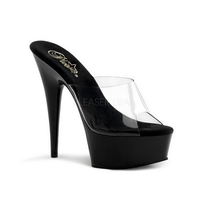 Nero Trasparente 15,5 cm DELIGHT-601 Plateau Mules Alte