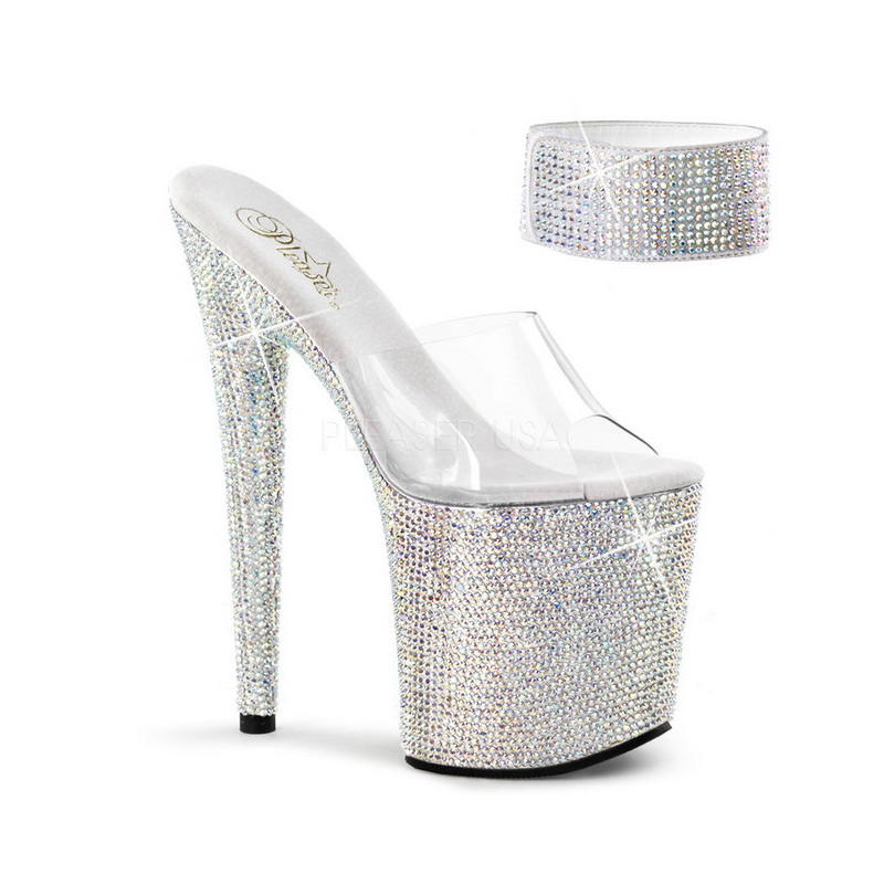Clear Rhinestone 20 cm BEJEWELED-812RS Platform High Heeled Sandal