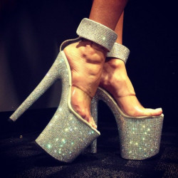 Trasparente Strass 20 cm BEJEWELED-812RS Plateau Sandali Tacco Altissimo