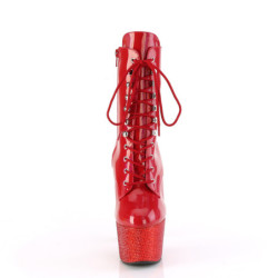 BEJ-1020-7 - 18 cm pleaser high heels ankle boots strass red