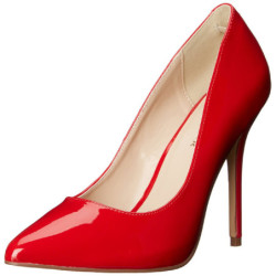 Red Shiny 13 cm AMUSE-20 pointed toe stiletto pumps