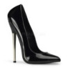 Black Shiny 16 cm DAGGER-01 Women Pumps Shoes Stiletto Heels