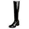 Black boots block heel 5 cm - 70s years disco gogo kneeboots patent