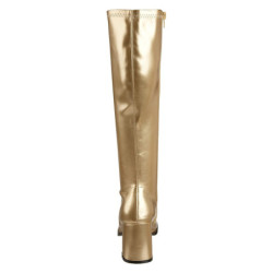 Golden block heel 7,5 cm - 70s years disco gogo kneeboots vinyl
