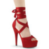 Red Leatherette 15 cm DELIGHT-679 high heels with ankle laces