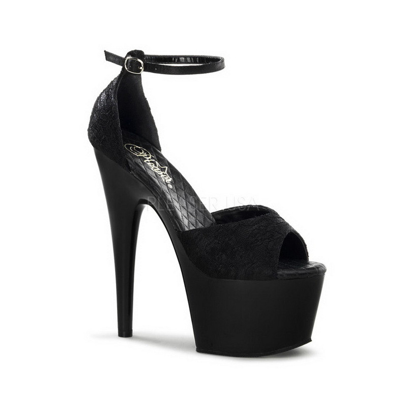 Nero Raso 18 cm Pleaser ADORE-768 Plateau Tacchi Alti a Spillo