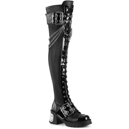 Nero Ecopelle 7 cm BRATTY-304 Stivali Alti Emo Punk